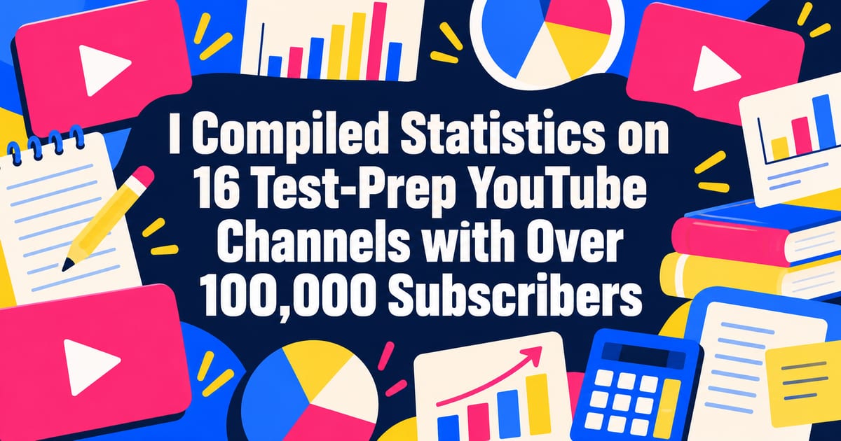 Статистика 16 YouTube-каналов по подготовке к экзаменам с более чем 100 000 подписчиков