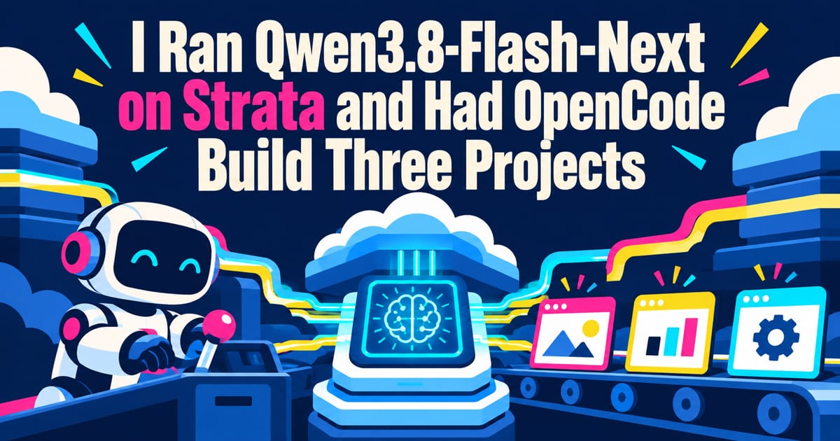 Запустил Qwen3.8-Flash-Next через Strata и поручил OpenCode создать три проекта